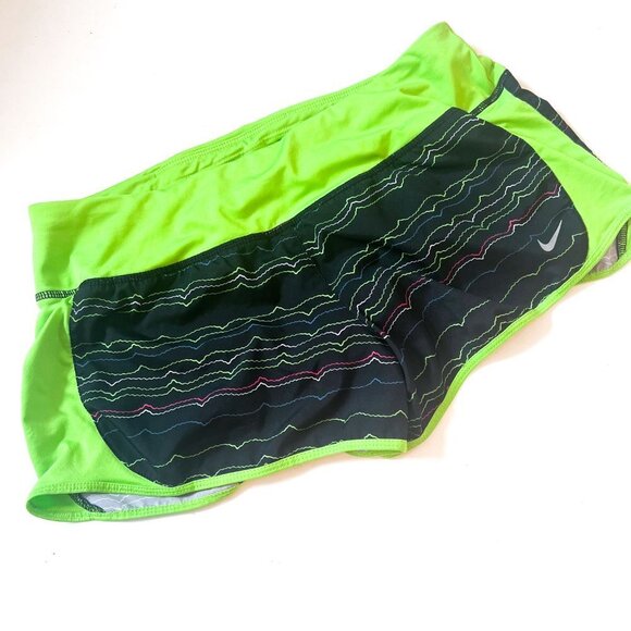Nike Dri Fit Crew Running Short Black and Green Size Medium - Picture 1 of 12